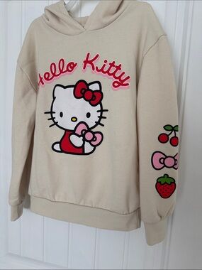 Hello Kitty Cream kids Hoodie with Red and Pink Graphic
